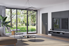Bezfalcové dvere VEKRA DIZAJNO v odtieni Graphite Grey sú elegantným riešením pre moderný interiér 